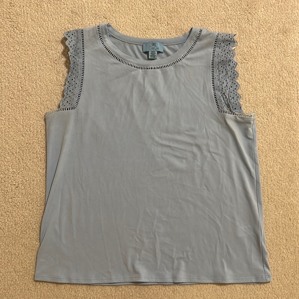 Blue CeCe eyelet top
